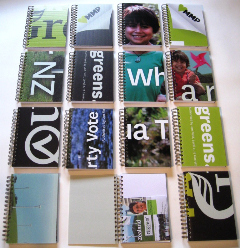 Green Party coreflute notebooks